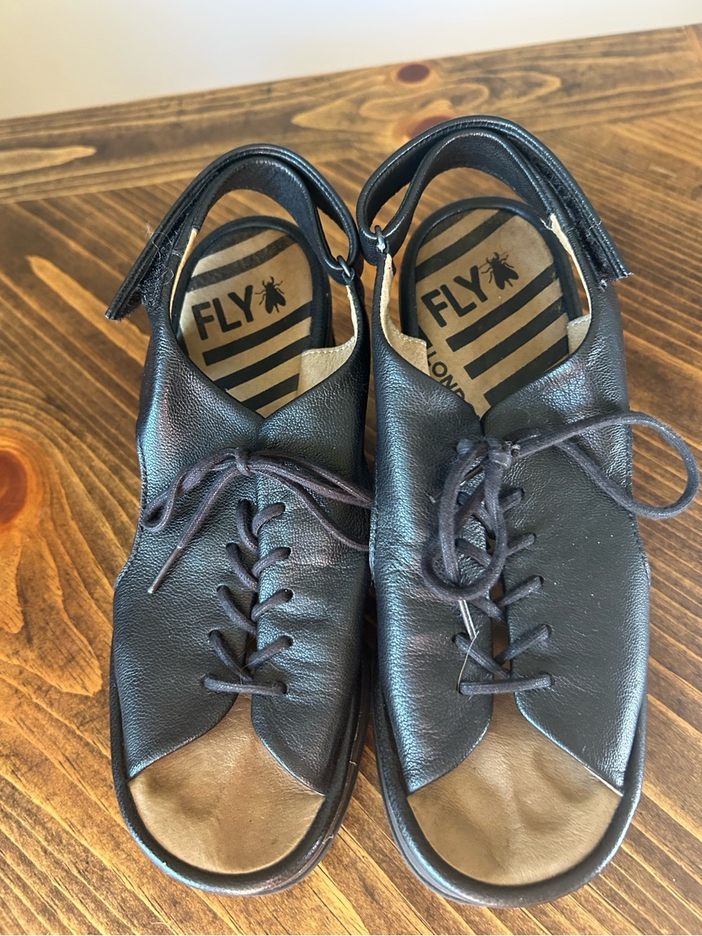 FLY LONDON Lace Up Wedge Sandals - Picture 2 of 8